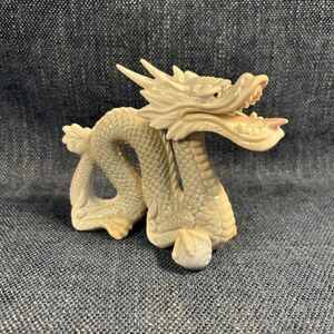 Yoshimi K Porcelain Double Horned Foo Dragon Figurine 5” Long Made in Japan